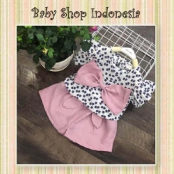 large Setelan Anak Celana Kulot Anak Big Bow Pink
